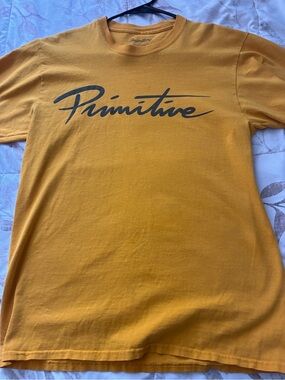 Primitive Mustard Yellow Script Logo Short Sleeve Tee